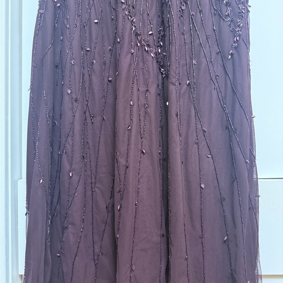 NWT | Mac Duggal 35109 Aubergine Purple Embellished Flutter Sleeve Gown Size12 - Picture 11 of 15